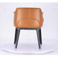 Italian minimalist orange leather single Archibald chairs